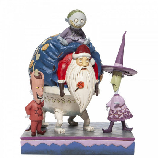 Disney Traditions Lock, Shock & Barrel with Santa in a sack Figurine