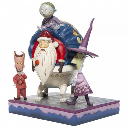 Disney Traditions Lock, Shock & Barrel with Santa in a sack Figurine
