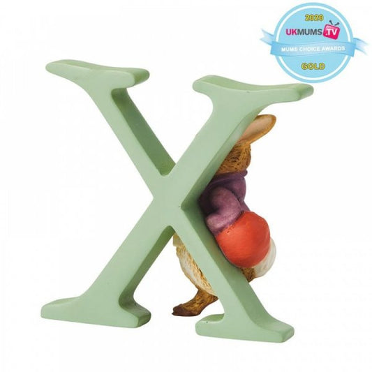 Beatrix potter freestanding alphabet letter "X" - Old Mr. Benjamin Bunny figurine