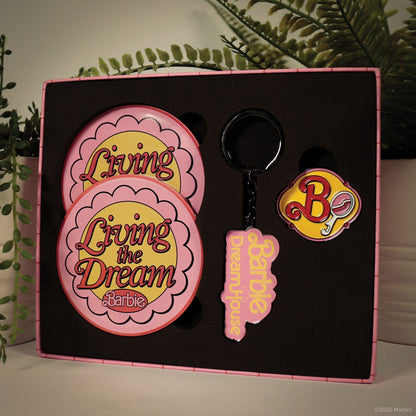 Barbie Collectibles Gift Set Coasters, Pin Badge & Key Ring