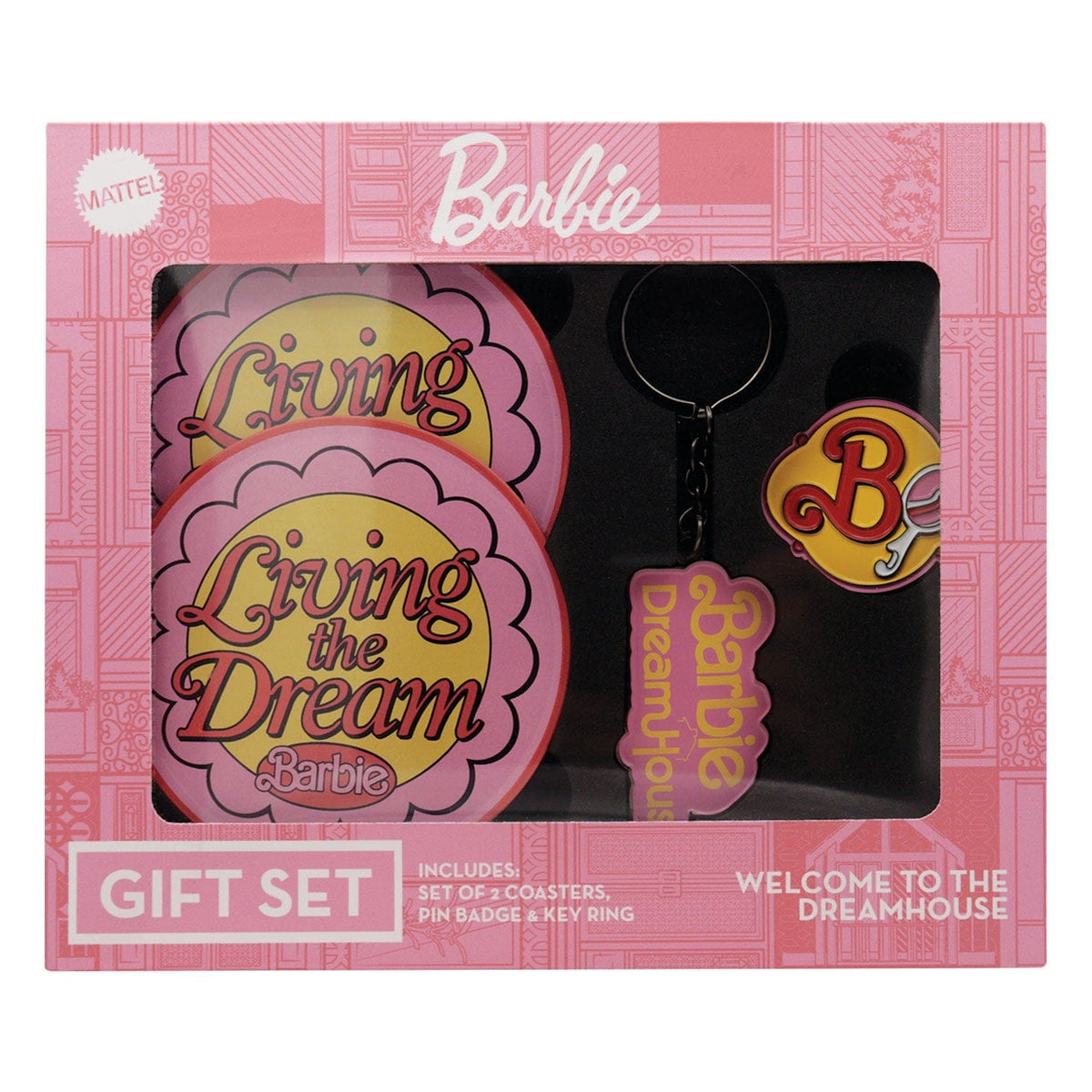 Barbie Collectibles Gift Set Coasters, Pin Badge & Key Ring