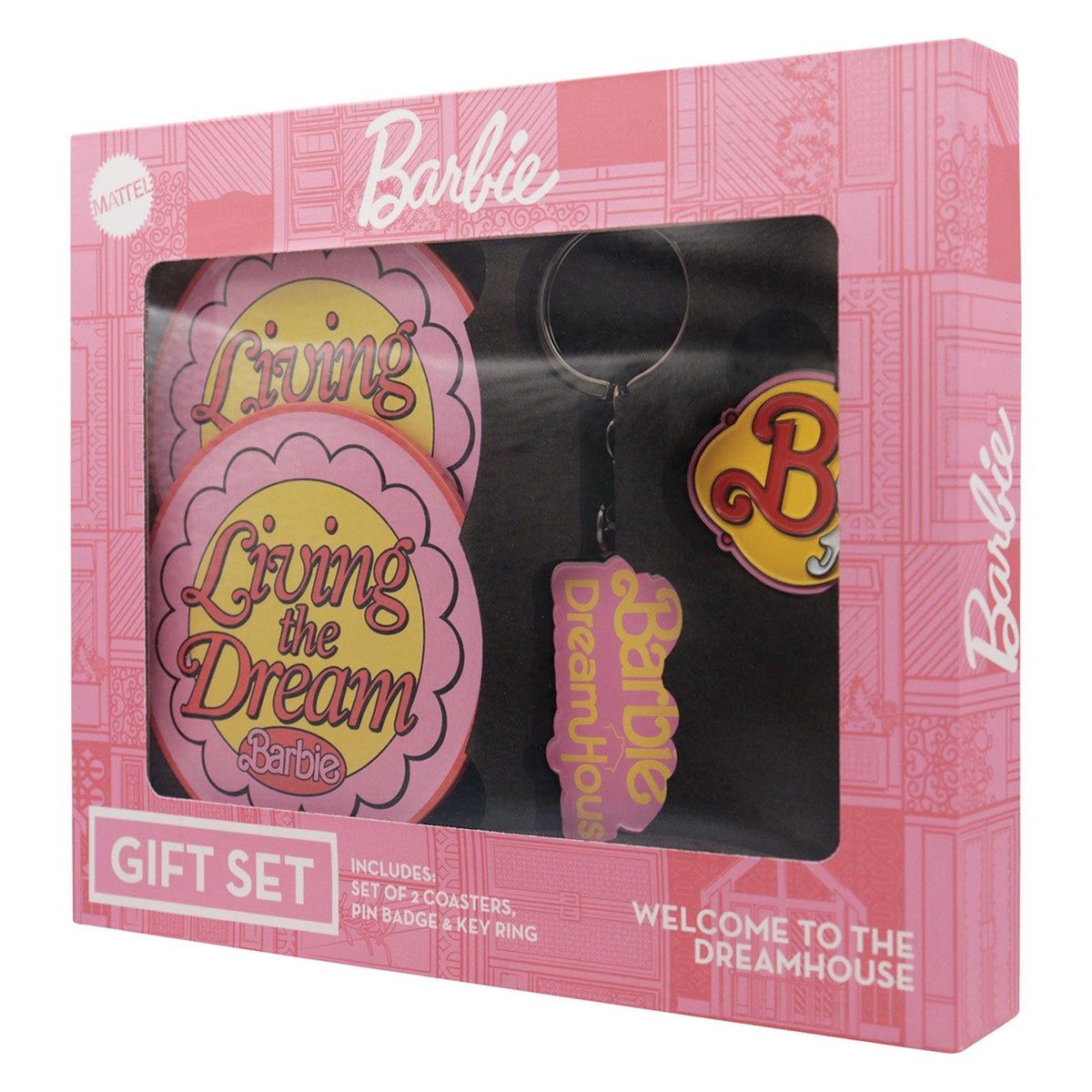 Barbie Collectibles Gift Set Coasters, Pin Badge & Key Ring