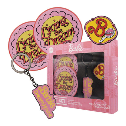 Barbie Collectibles Gift Set Coasters, Pin Badge & Key Ring