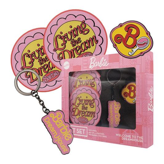 Barbie Collectibles Gift Set Coasters, Pin Badge & Key Ring
