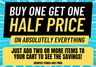 Buy one get one half price on everything sitewide!