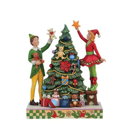 Buddy Elf and Jovie Treat Every Day like Christmas (Decorating the tree) Figurine By Jim Shore 6013939