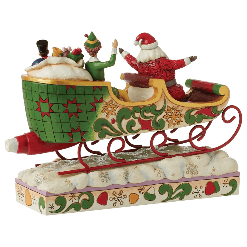 Buddy Elf and Santa Spreading Christmas Cheer (Sleigh Figurine) By Jim Shore 6013938