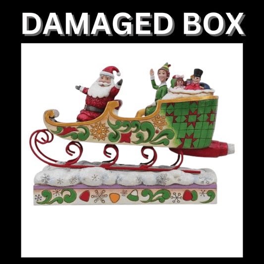 DAMAGED BOX - Buddy Elf and Santa Spreading Christmas Cheer (Sleigh Figurine) By Jim Shore