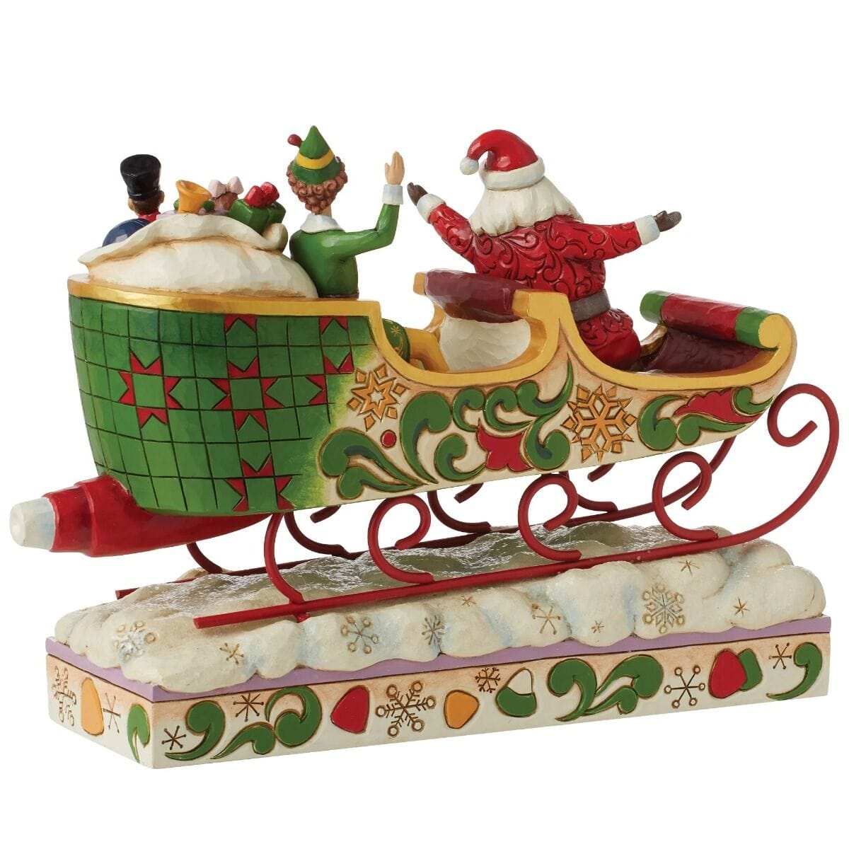 DAMAGED BOX - Buddy Elf and Santa Spreading Christmas Cheer (Sleigh Figurine) By Jim Shore