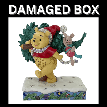 DAMAGED BOX - Disney Traditions A Tree For Two (Winnie the Pooh & Piglet With Christmas Tree) Figurine By Jim Shore