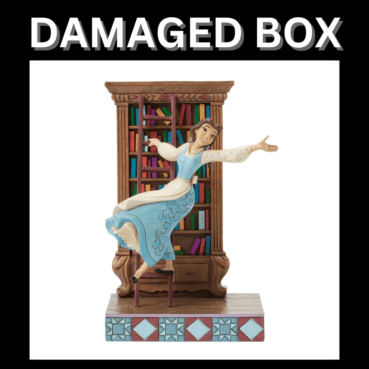 DAMAGED BOX - Disney Traditions A World of Books (Belle on bookcase) Figurine By Jim Shore 6016894