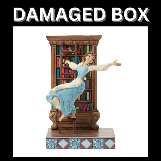 DAMAGED BOX - Disney Traditions A World of Books (Belle on bookcase) Figurine By Jim Shore 6016894