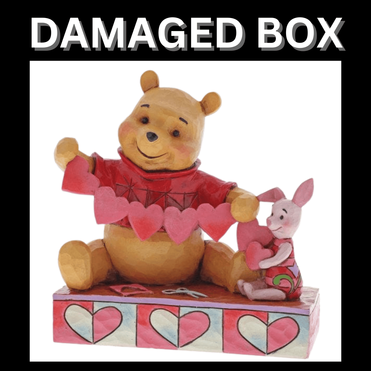 DAMAGED BOX - Disney Traditions Handmade Valentines - Pooh and Piglet Figurine
