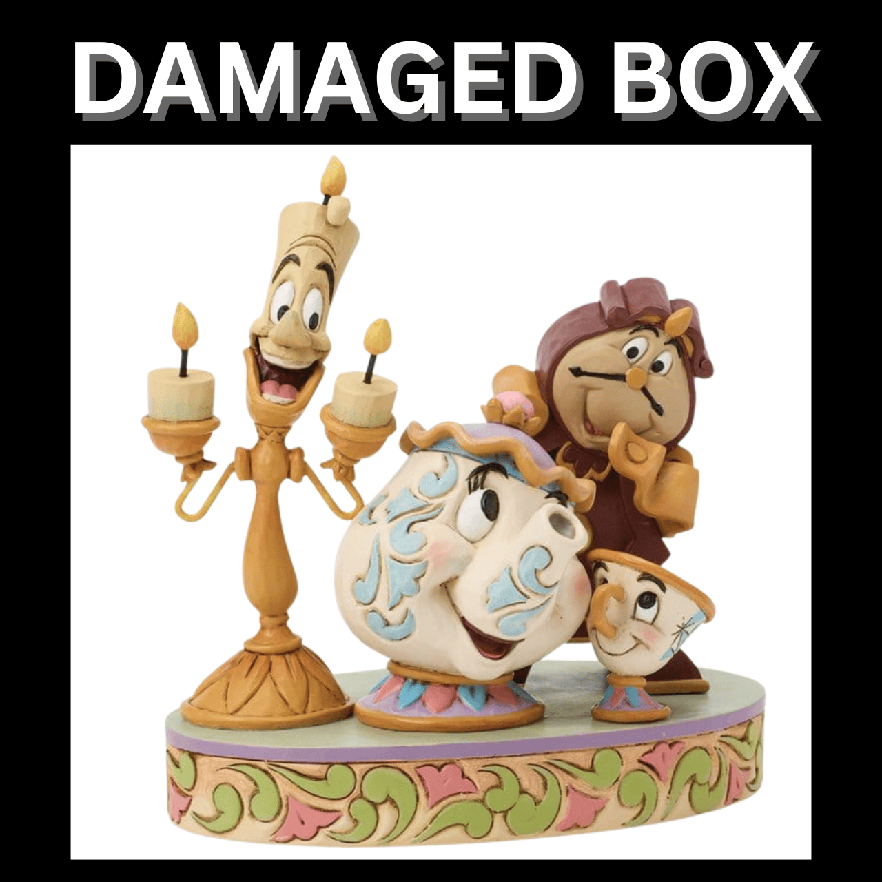 DAMAGED BOX - Disney Traditions Heart of the Castle (Lumiere, Mrs Potts, Cogsworth and Chip) Figurine by Jim Shore