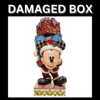 DAMAGED BOX - Disney Traditions Here Comes Old St. Mick - Mickey Carrying Gifts Figurine