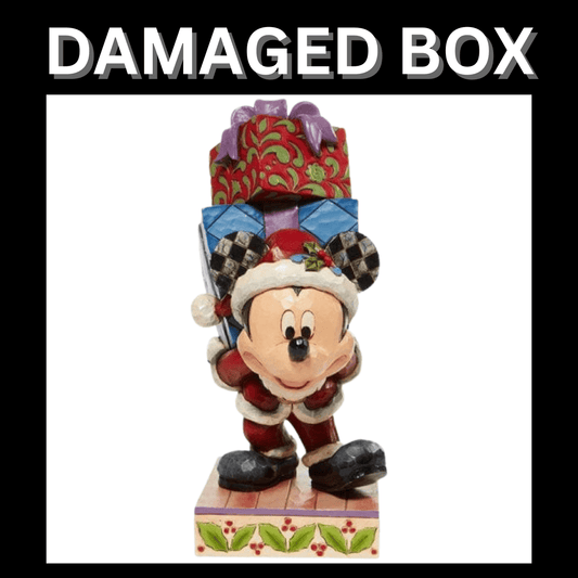 DAMAGED BOX - Disney Traditions Here Comes Old St. Mick - Mickey Carrying Gifts Figurine