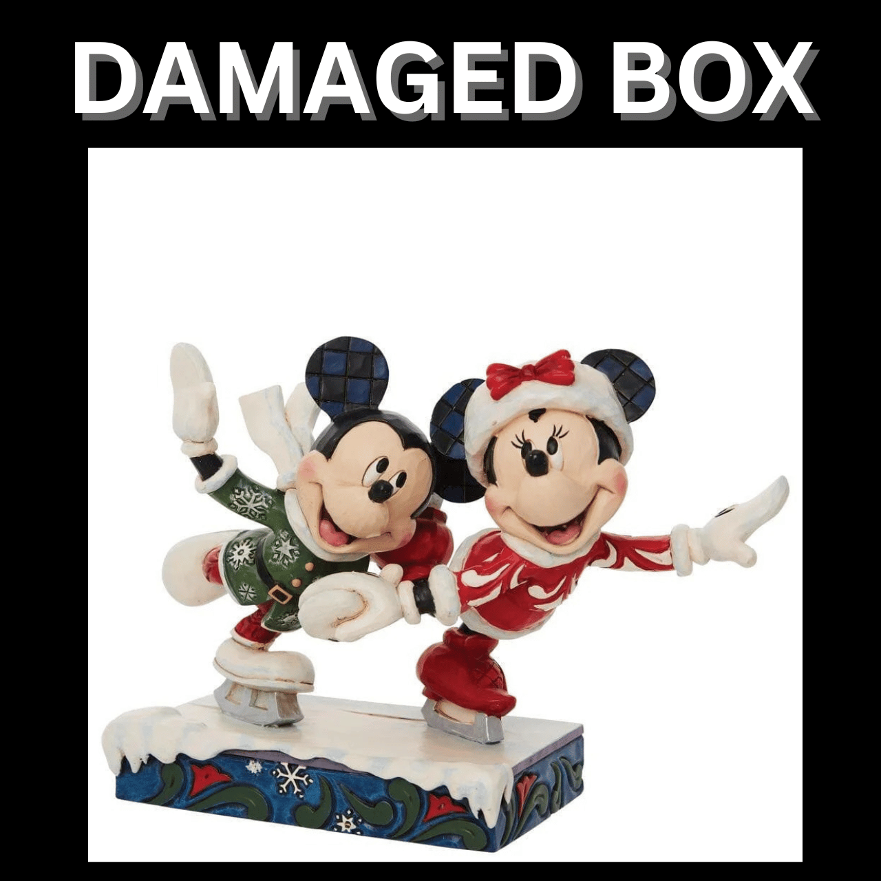 DAMAGED BOX - Disney Traditions Mickey and Minnie Ice Skating Figurine By Jim Shore