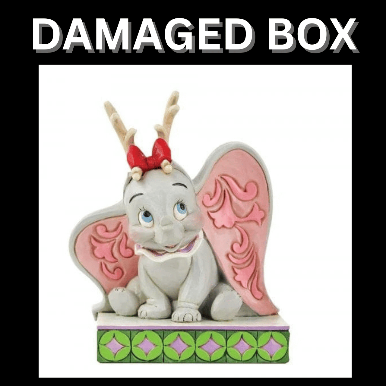 DAMAGED BOX - Disney Traditions Santa's Cheerful Helper - Flying Dumbo as a Reindeer Figurine