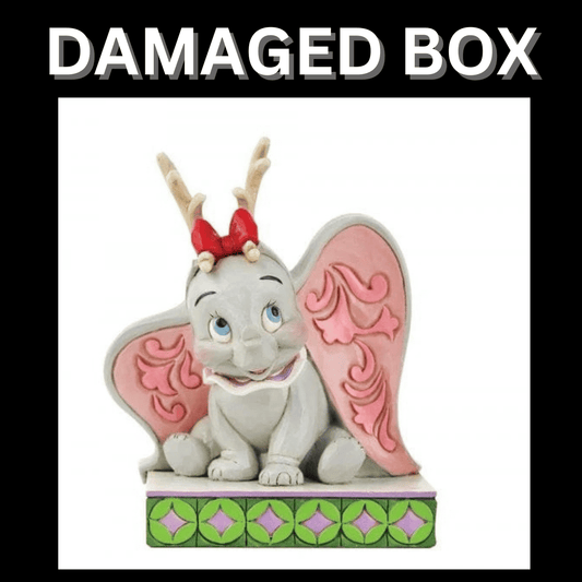 DAMAGED BOX - Disney Traditions Santa's Cheerful Helper - Flying Dumbo as a Reindeer Figurine