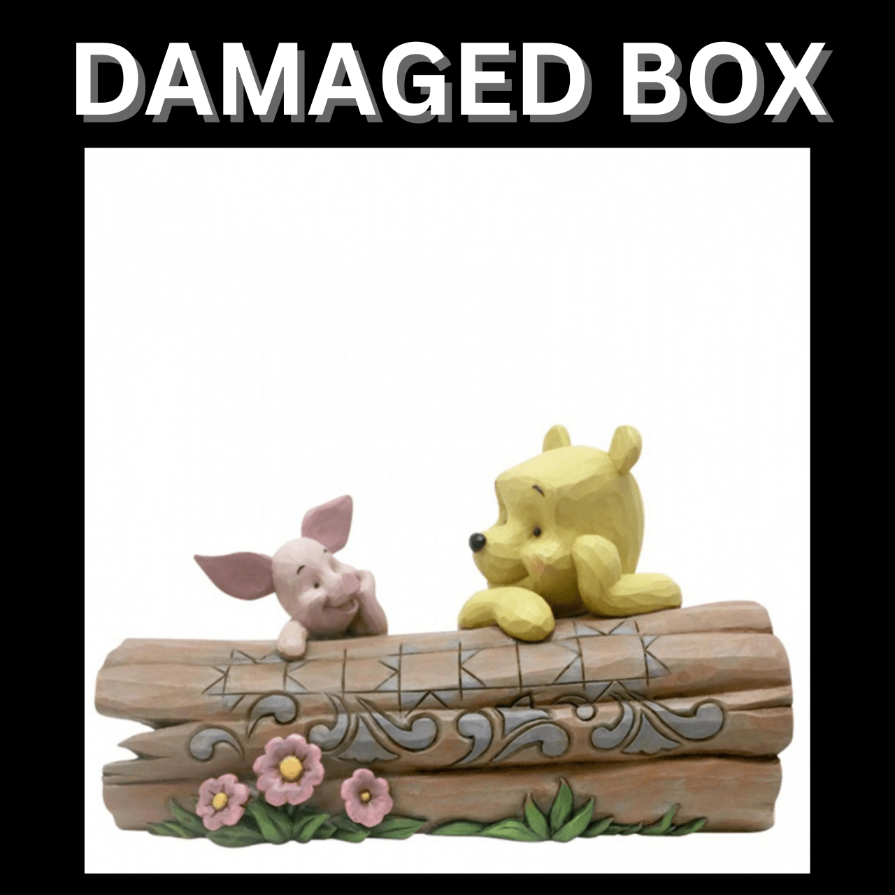 DAMAGED BOX - Disney Traditions Truncated Conversation - Pooh and Piglet on a Log Figurine