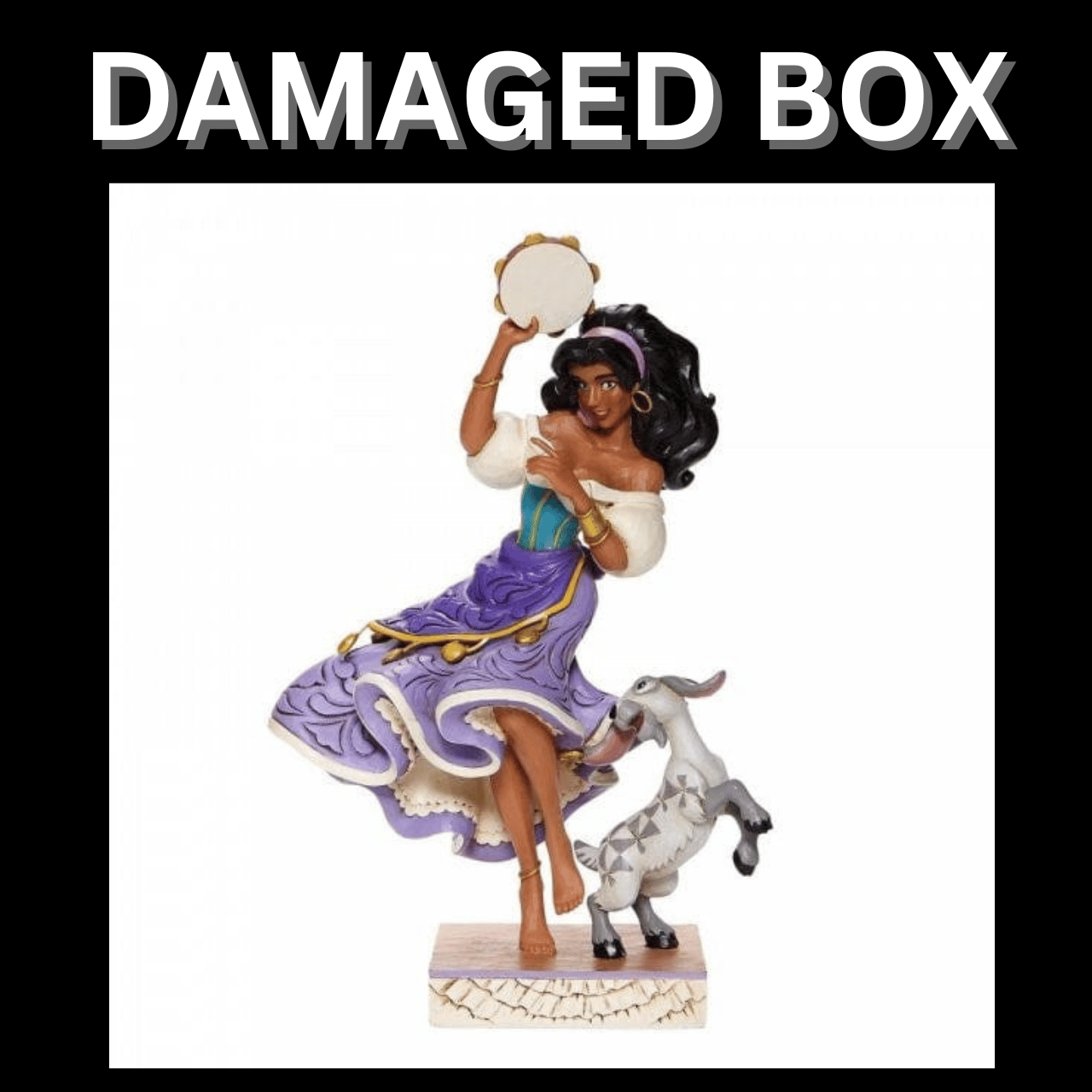 DAMAGED BOX - Disney Traditions Twirling Tambourine Player - Esmeralda and Djali Figurine