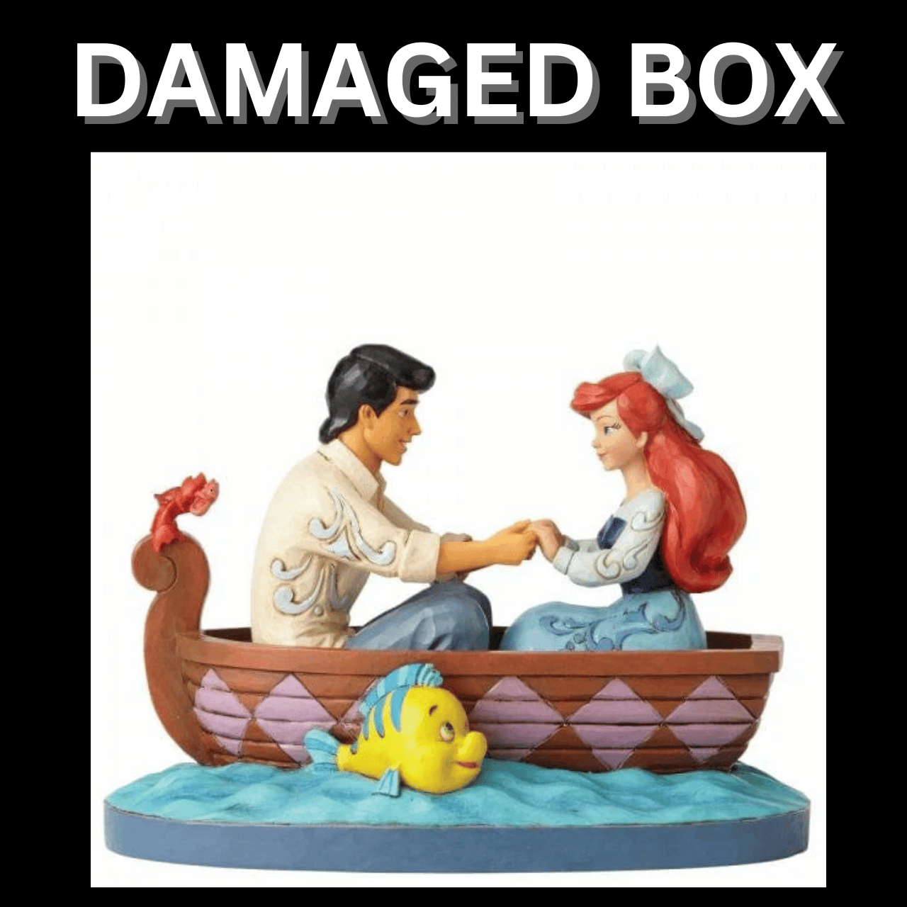 DAMAGED BOX - Disney Traditions Waiting For A Kiss - Ariel and Prince Eric Figurine