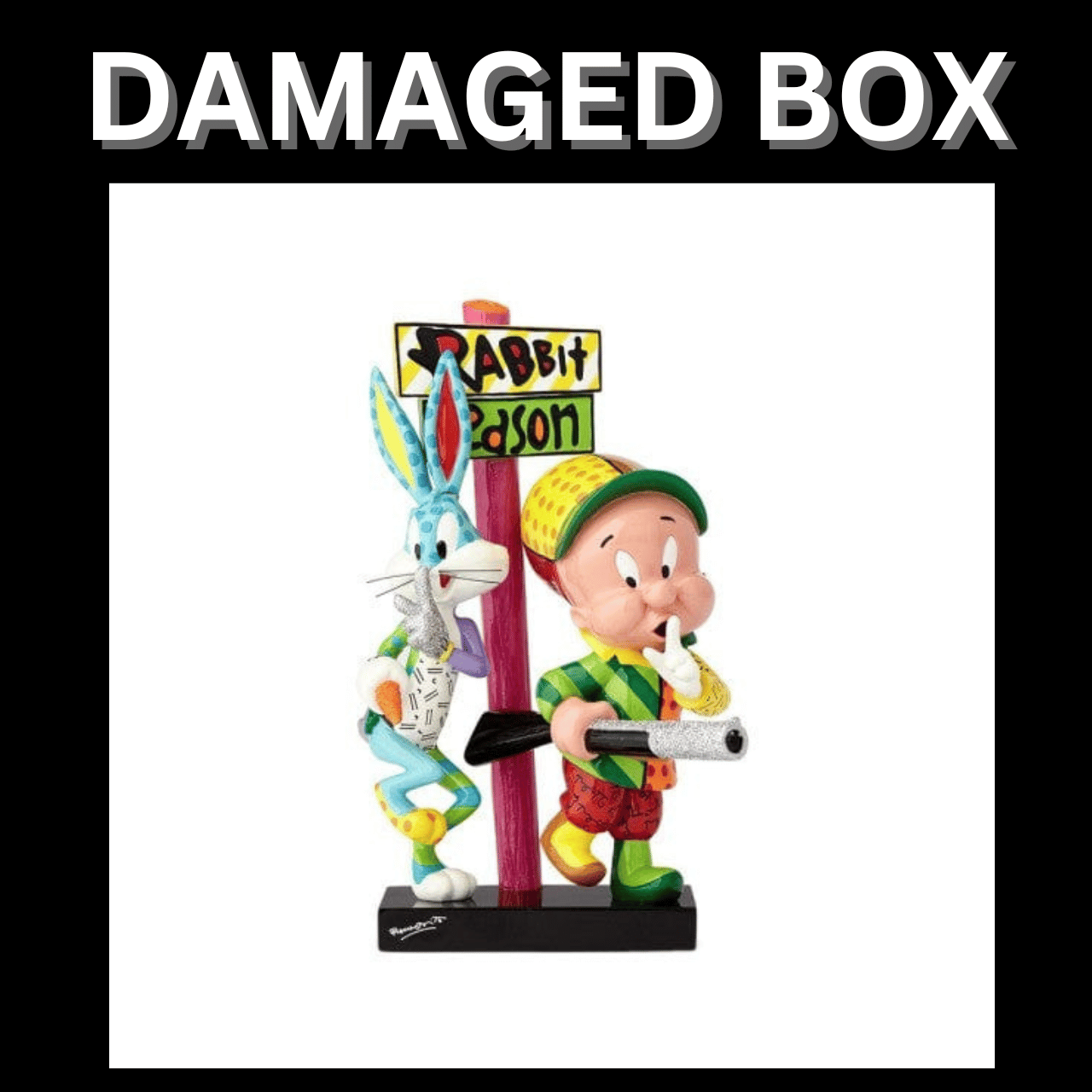 DAMAGED BOX - Elmer Fudd and Bugs Bunny Figurine - Looney Tunes by Romero Britto