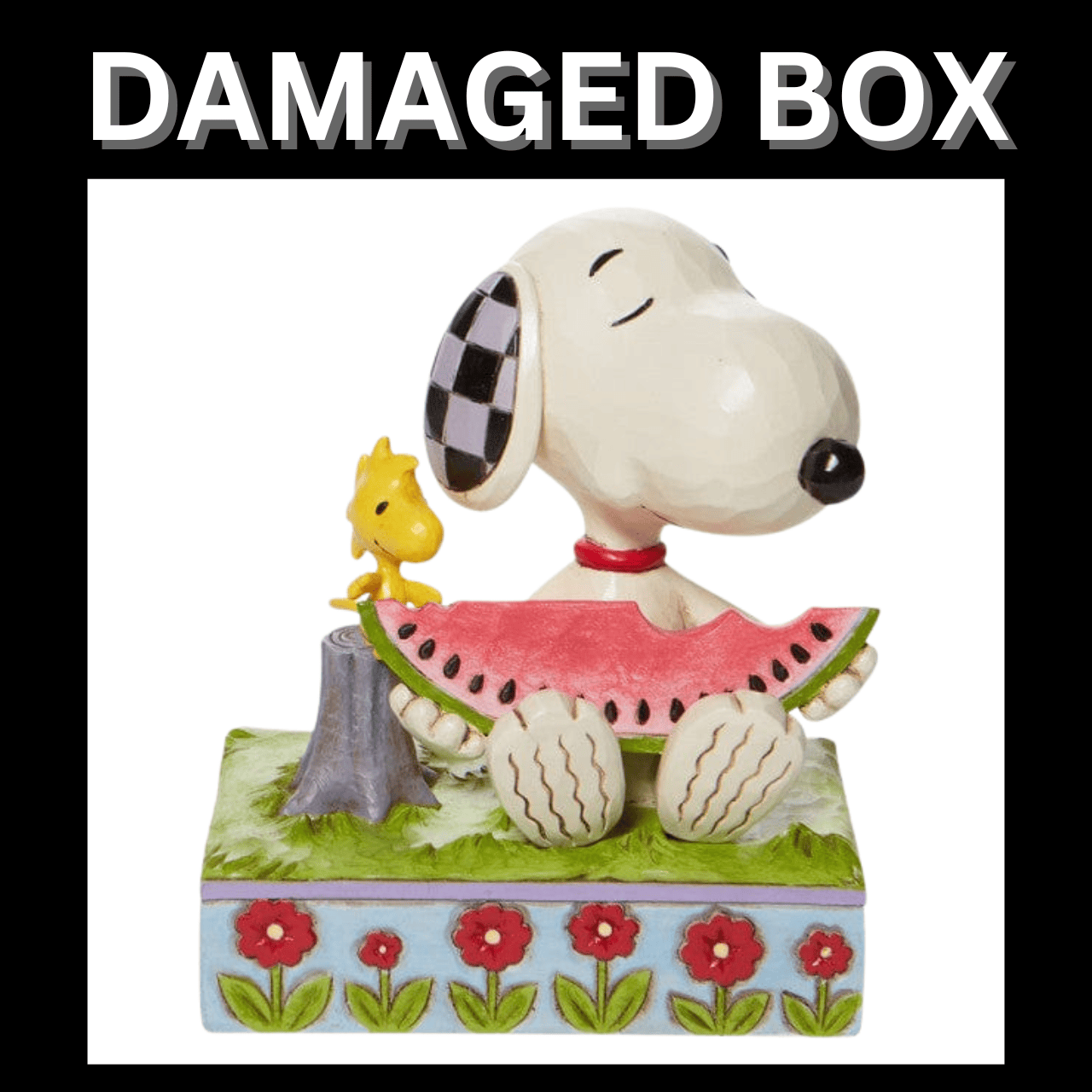 DAMAGED BOX - Snoopy & Woodstock Eating Watermelon Figurine By Jim Shore