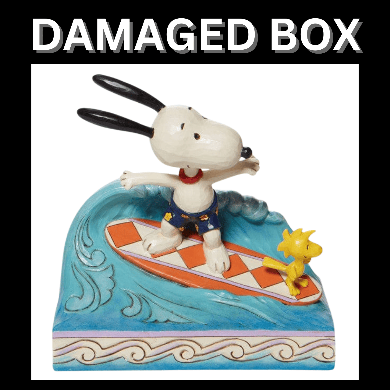 DAMAGED BOX - Snoopy & Woodstock Surfing Figurine By Jim Shore