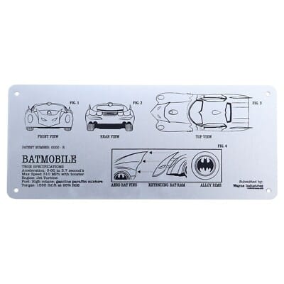 DC Batman Batmobile Schematic Fan-Plate