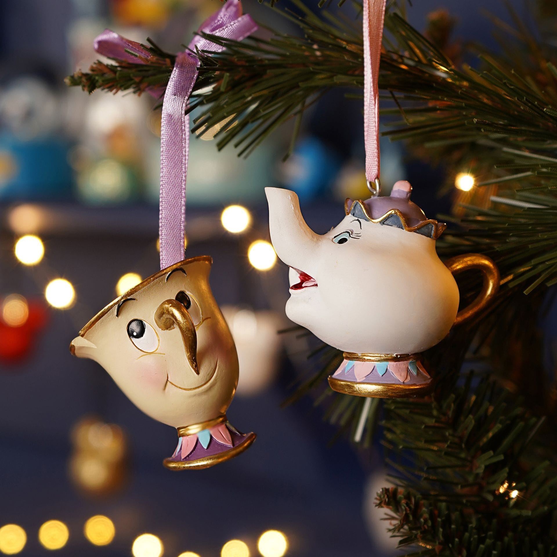 Disney Chip And Mrs Potts Set of 2 Hanging Decorations