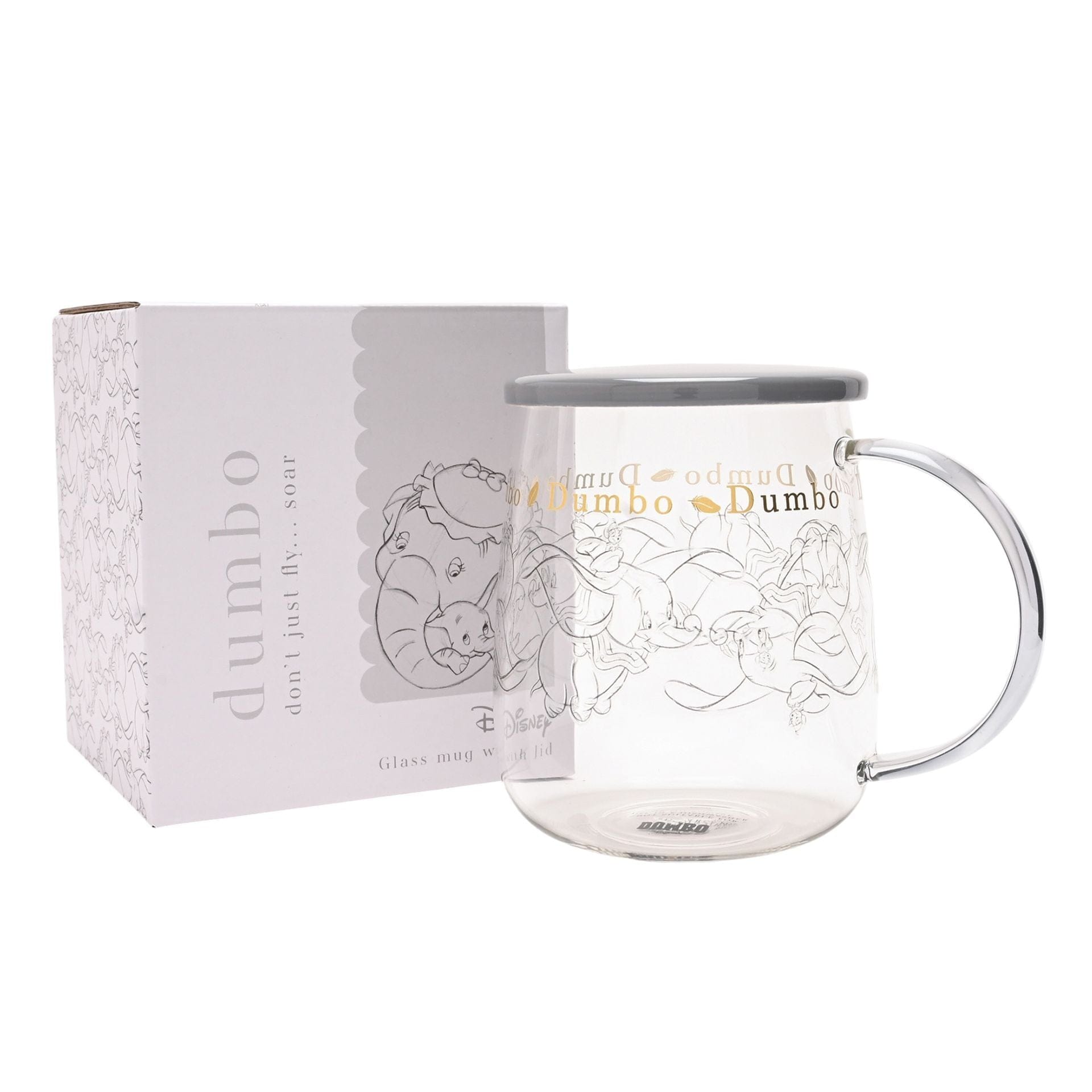Disney Classic Collectable Glass Mug With Lid - Dumbo