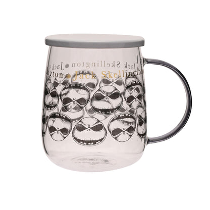Disney Classic Collectable Glass Mug With Lid - Jack Skellington Nightmare Before Christmas