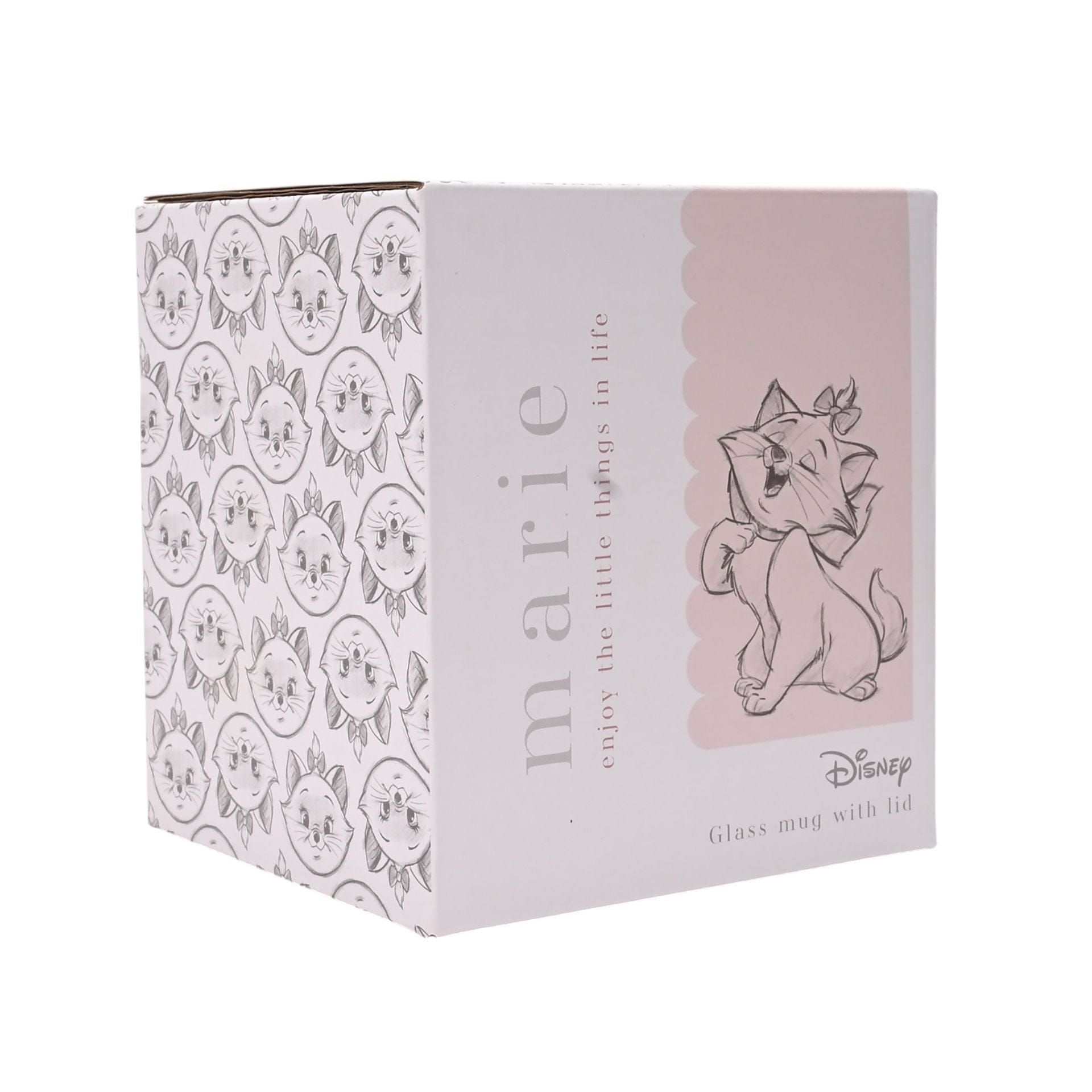 Disney Classic Collectable Glass Mug With Lid - Marie Aristocats
