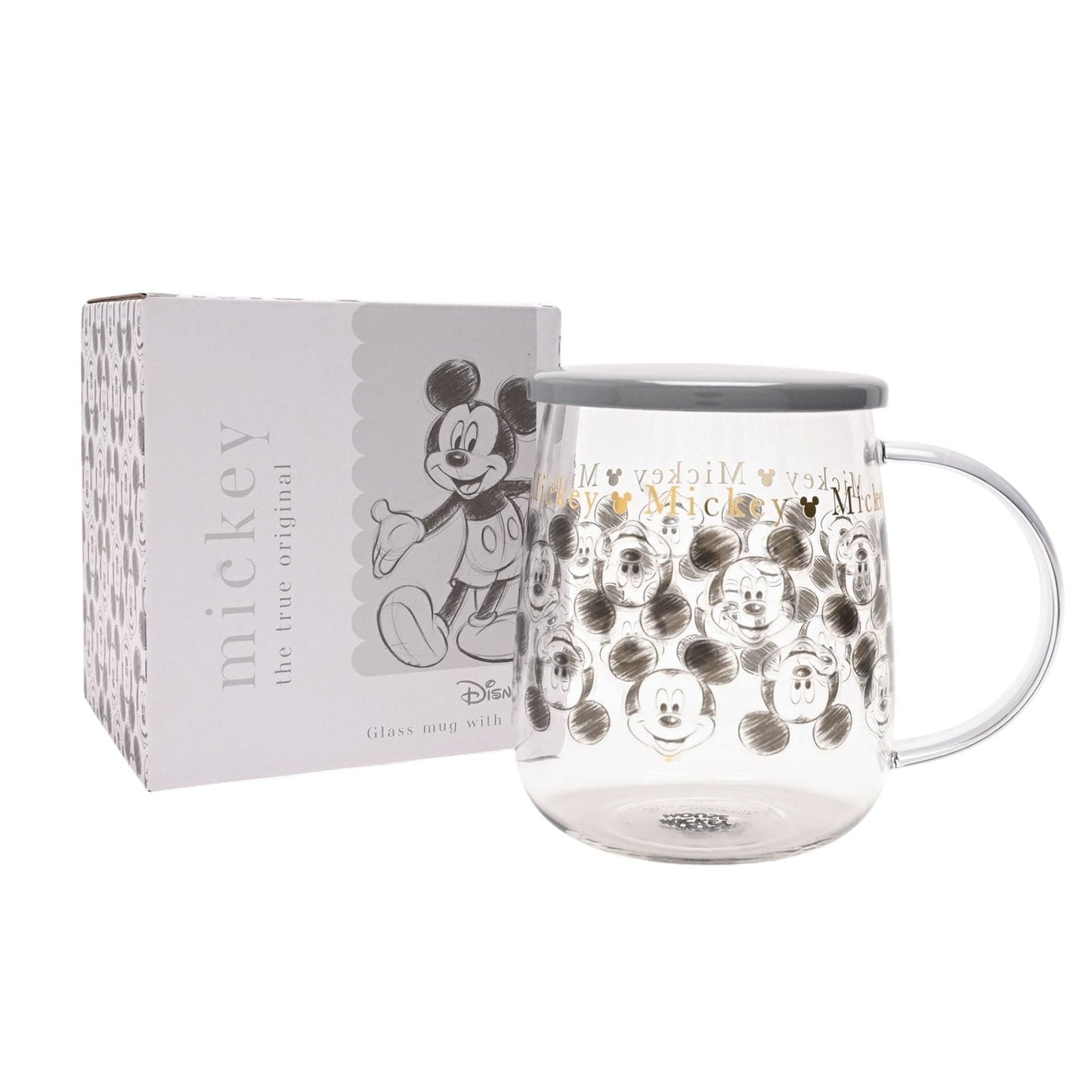 Disney Classic Collectable Glass Mug With Lid - Mickey Mouse
