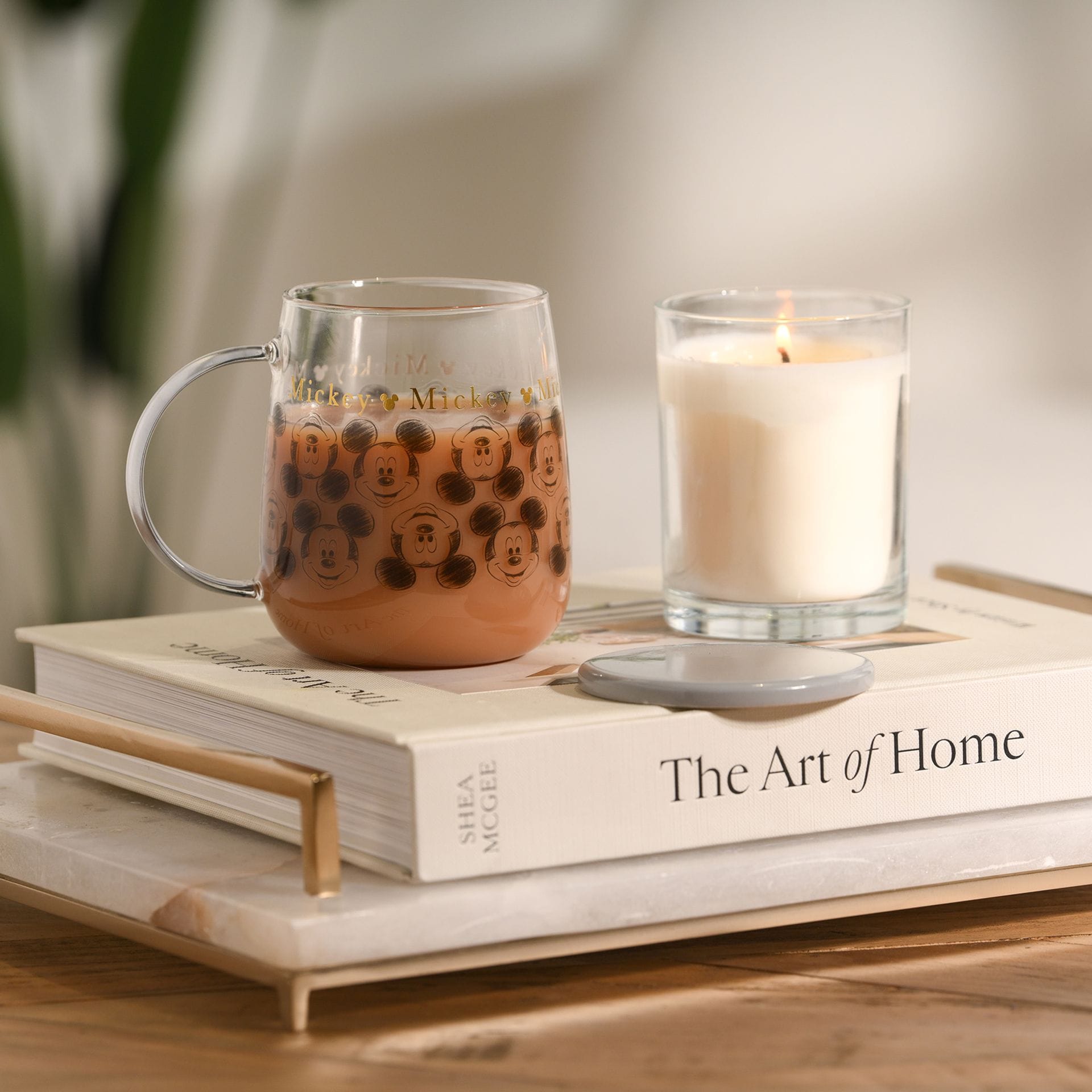 Disney Classic Collectable Glass Mug With Lid - Mickey Mouse