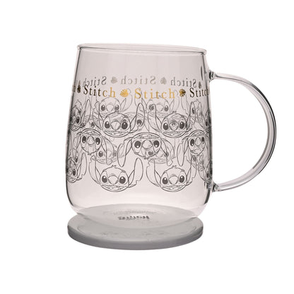 Disney Classic Collectable Glass Mug With Lid - Stitch Lilo & Stitch