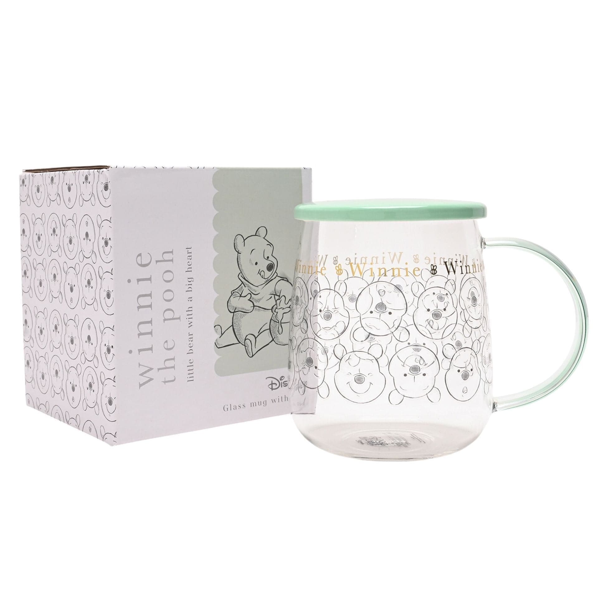 Disney Classic Collectable Glass Mug With Lid - Winnie The Pooh