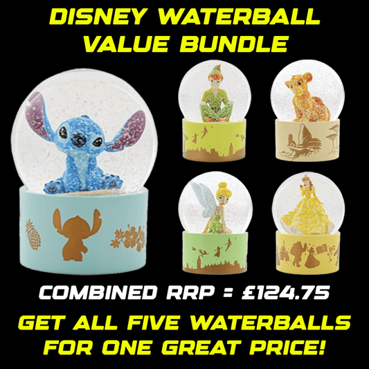 Disney Enchanting Set of 5 Waterballs - Stitch, Peter Pan, Simba, Belle, Tinker Bell