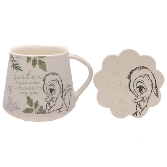 Disney Home Forest Friends Flower Mug & Coaster Set 'Sister' Bambi