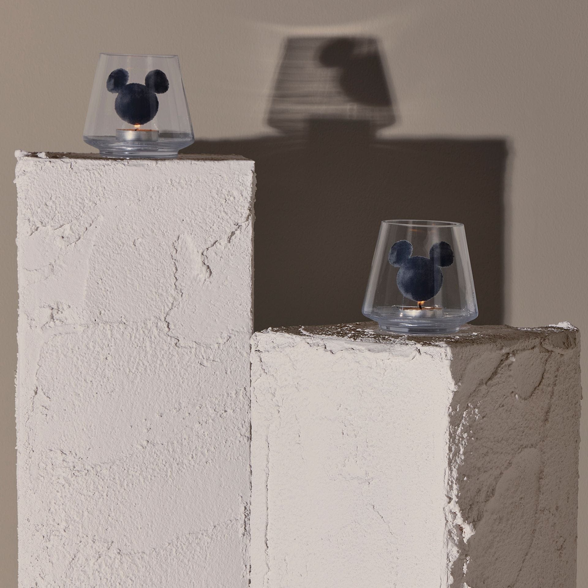 Disney Home Mickey Shapes Set of 2 Glass Candle Holders