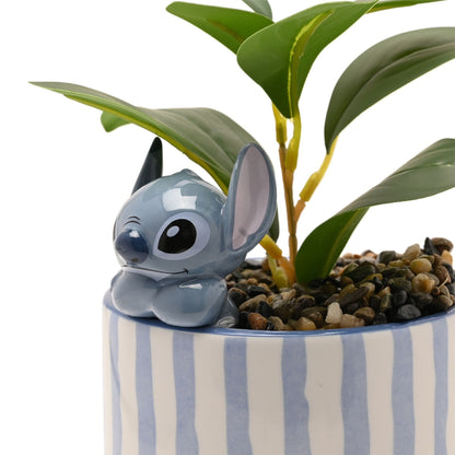 Disney Home Stitch Planter with 3D Stitch & Faux Plant