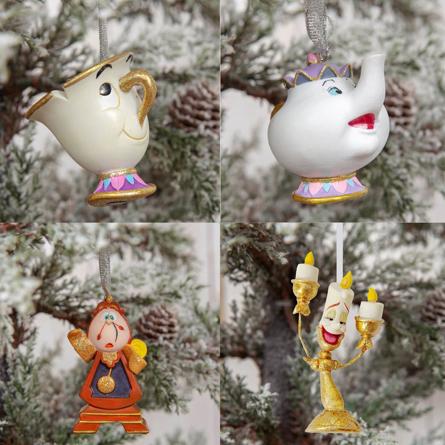 Disney Icons And Villains Set of 4 Beauty & The Beast Resin Hanging Decorations
