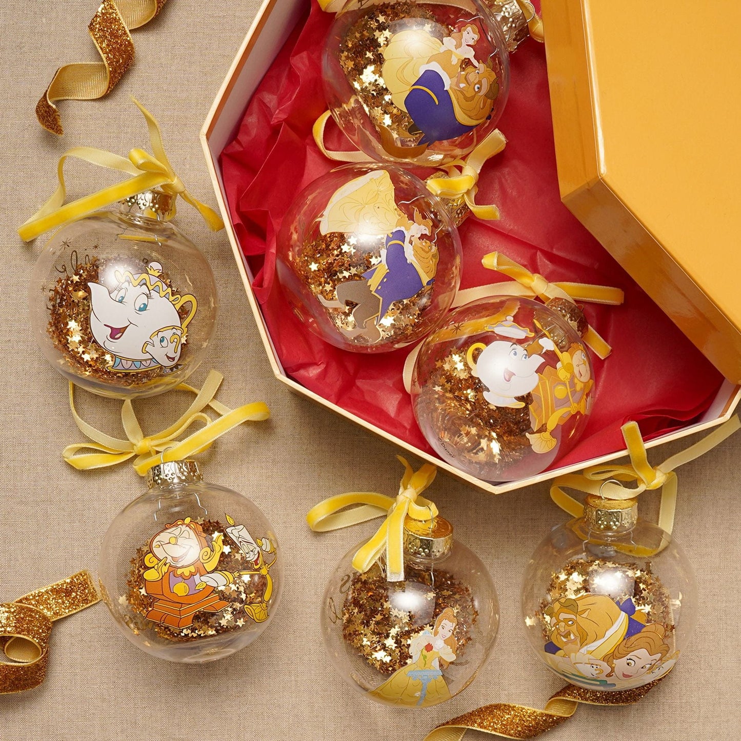 Disney Icons And Villains Set of 7 Baubles - Beauty & The Beast