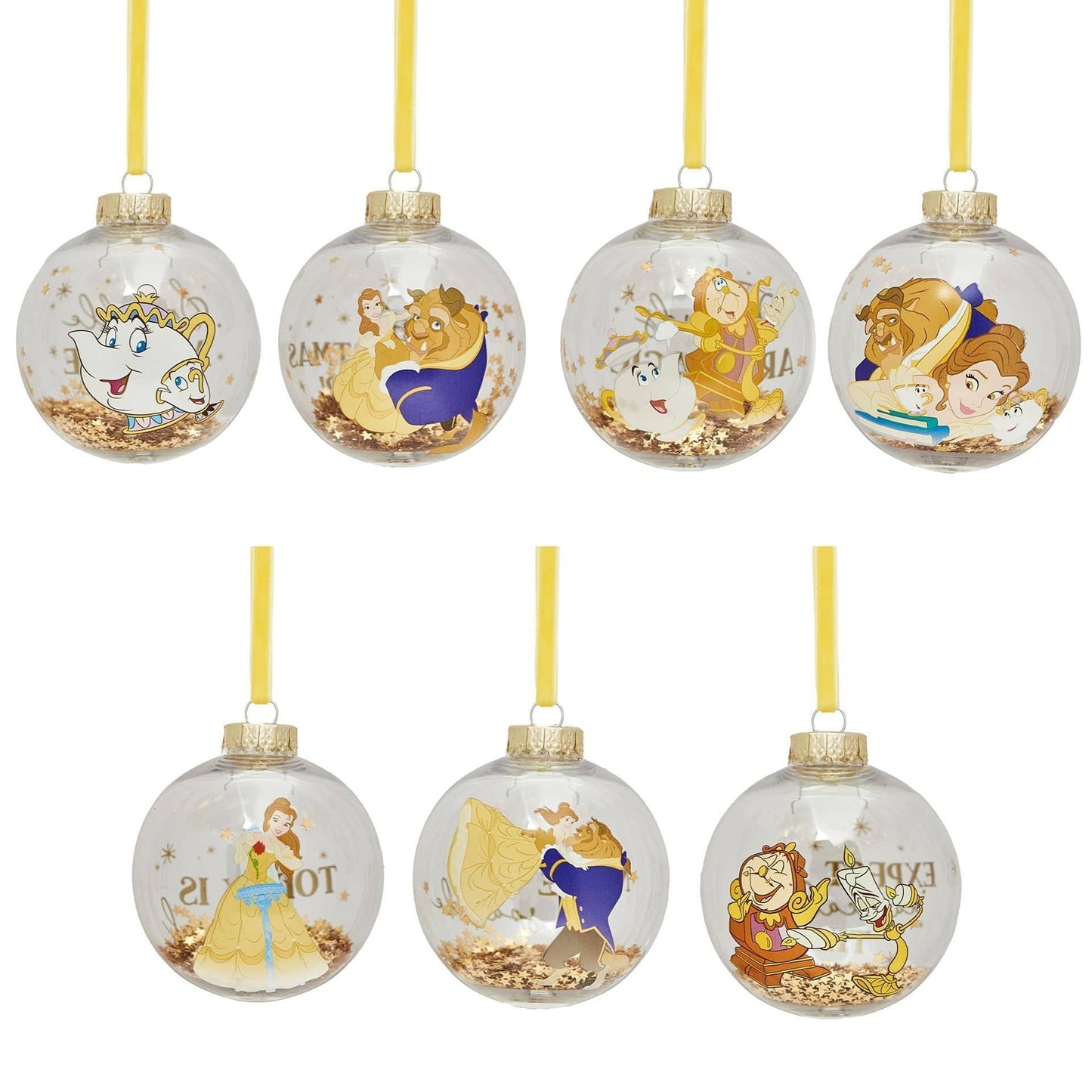 Disney Icons And Villains Set of 7 Baubles - Beauty & The Beast