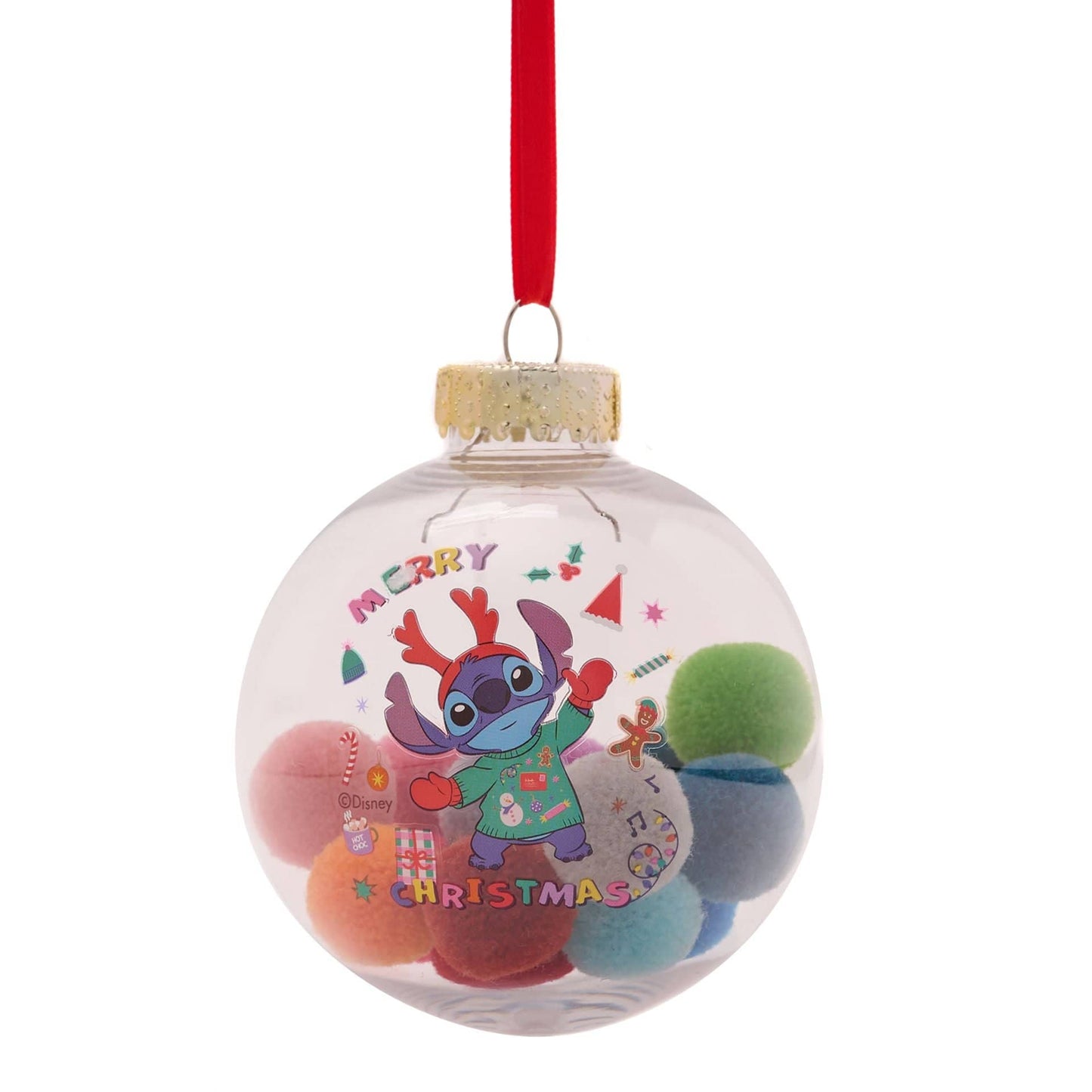 Disney Icons And Villains Set of 7 Baubles with Pom Poms Lilo & Stitch