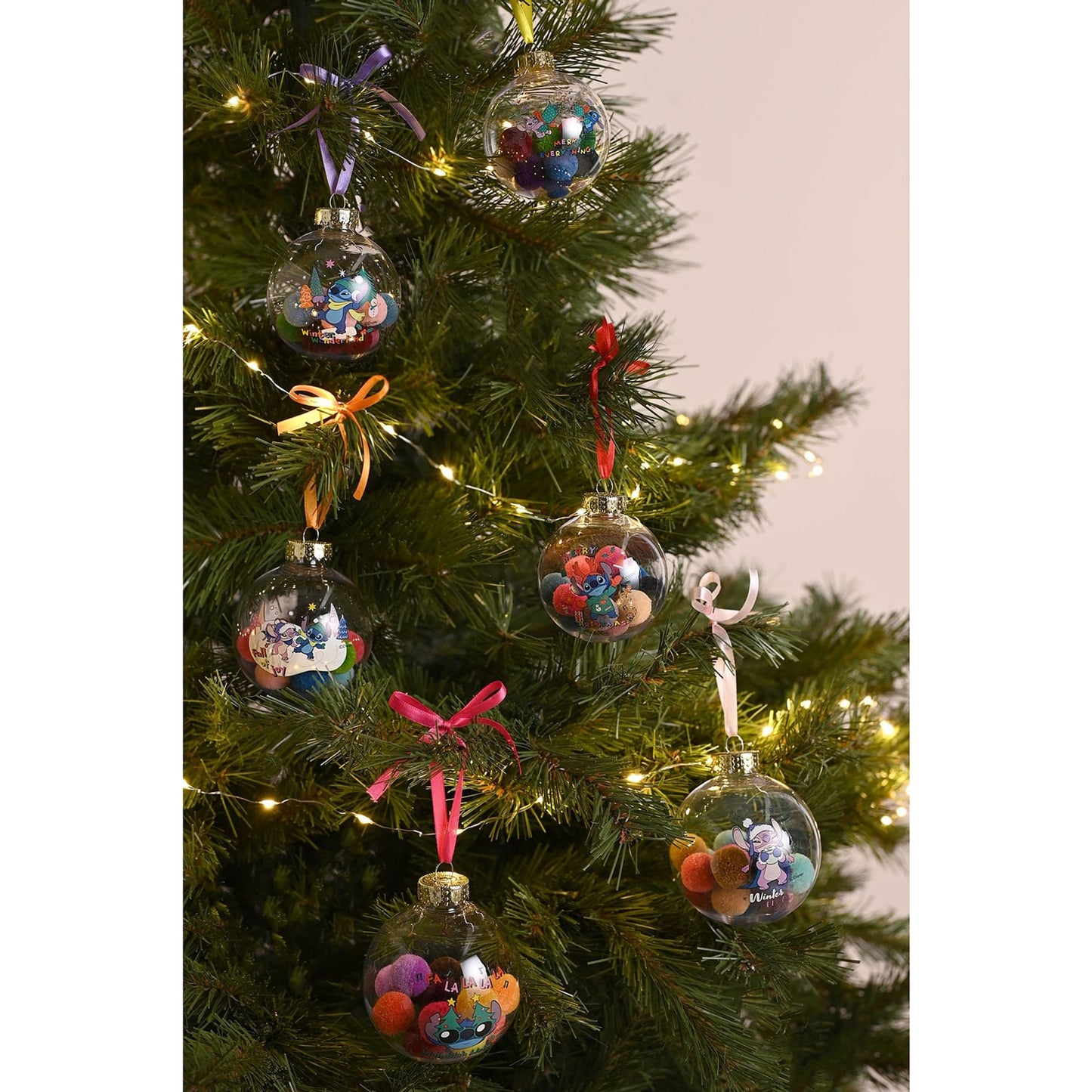 Disney Icons And Villains Set of 7 Baubles with Pom Poms Lilo & Stitch