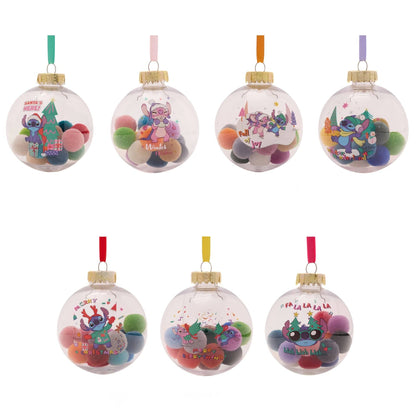 Disney Icons And Villains Set of 7 Baubles with Pom Poms Lilo & Stitch