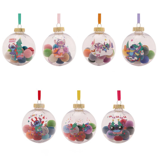 Disney Icons And Villains Set of 7 Baubles with Pom Poms Lilo & Stitch