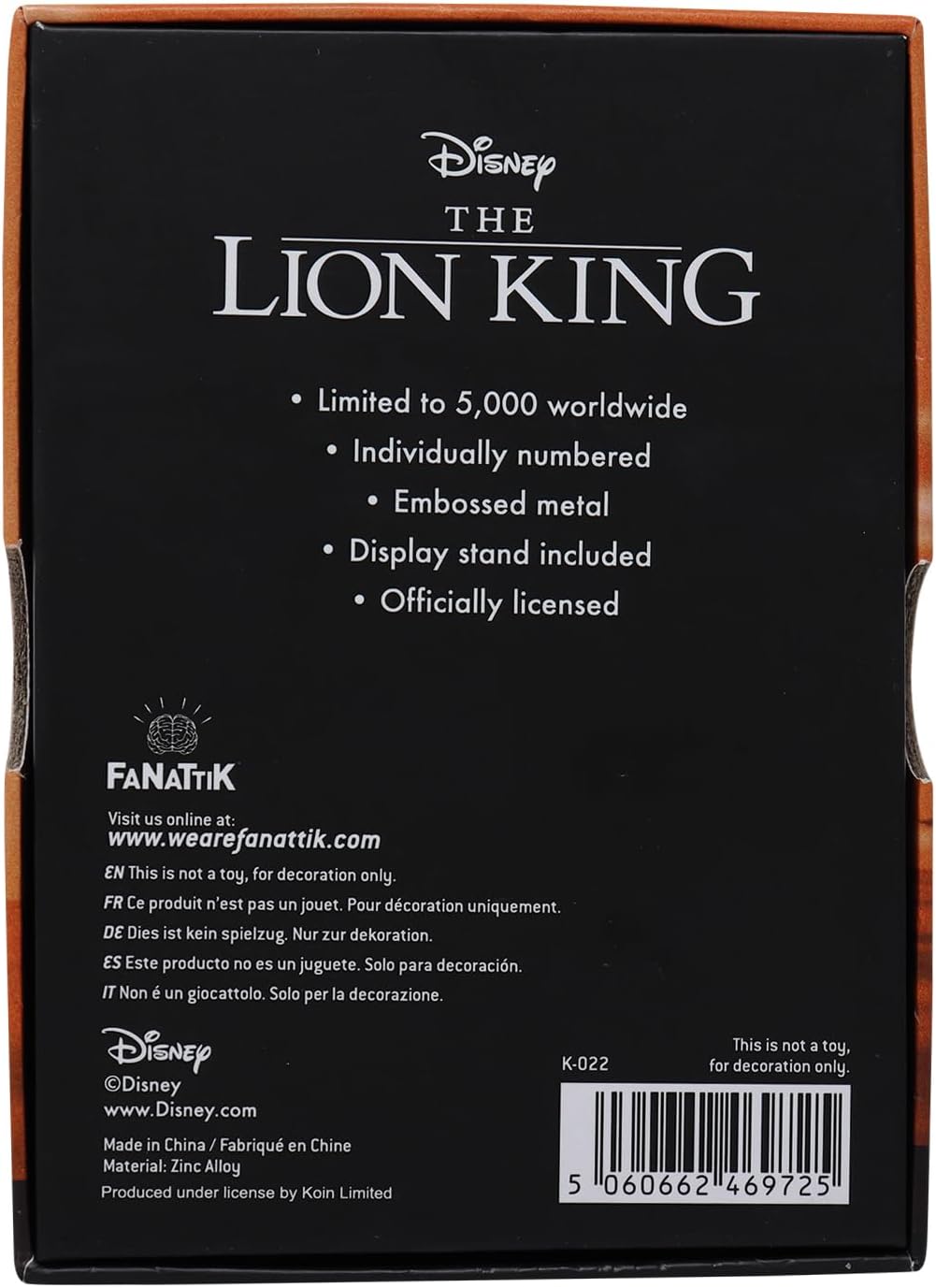 Disney Limited Edition The Lion King Collectable Ingot